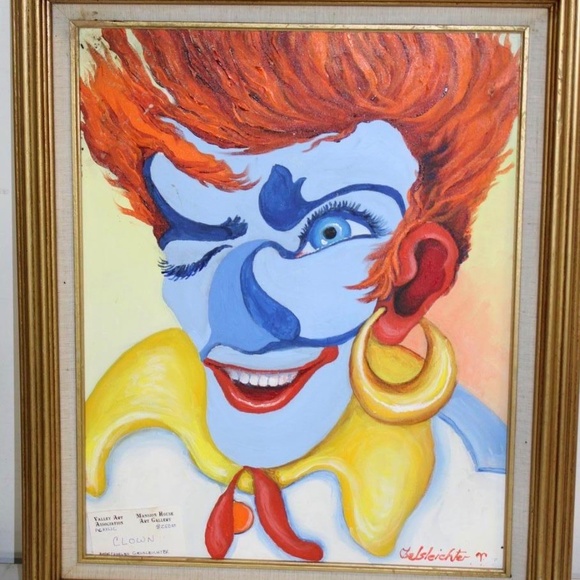 Gelseichter Original Acrylic "Clown" Fine Art Vint - Picture 7 of 7